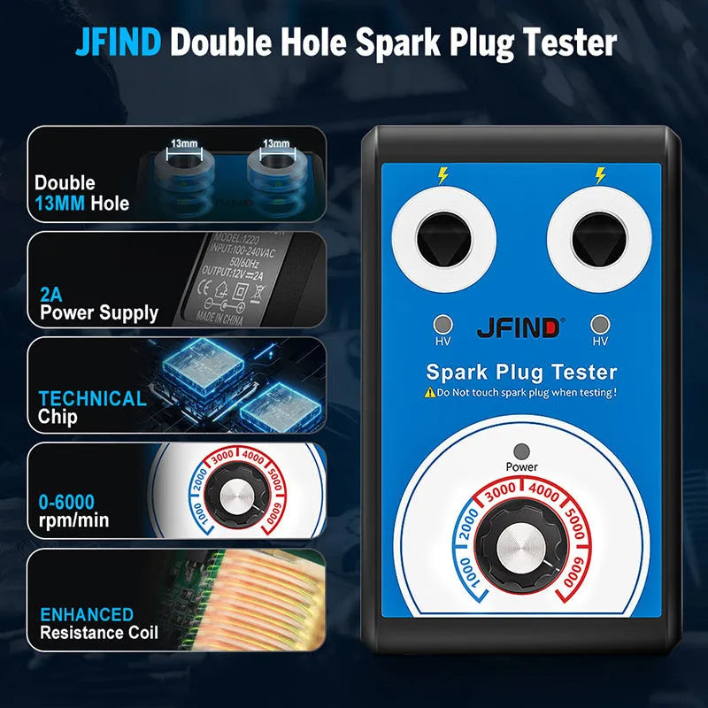 Car spark plug fault diagnostic tester showing B0198-1 and B0198-2 format options