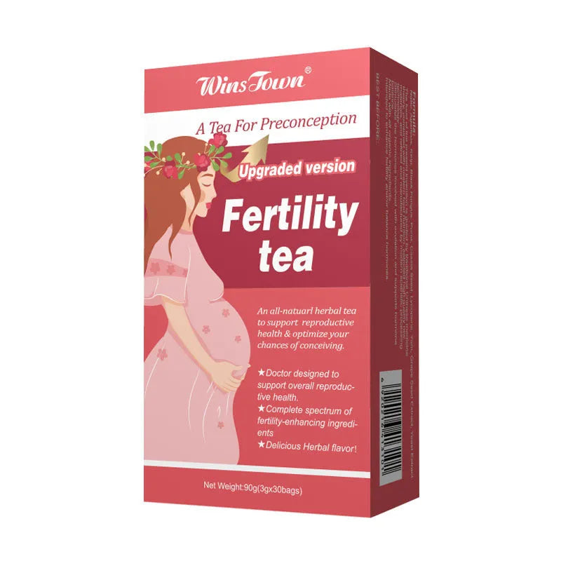Box of fertility tea containing 330 individual tea bags for daily herbal supplementation