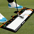 Black neoprene golf swing stance auxiliary pad for alignment and posture training