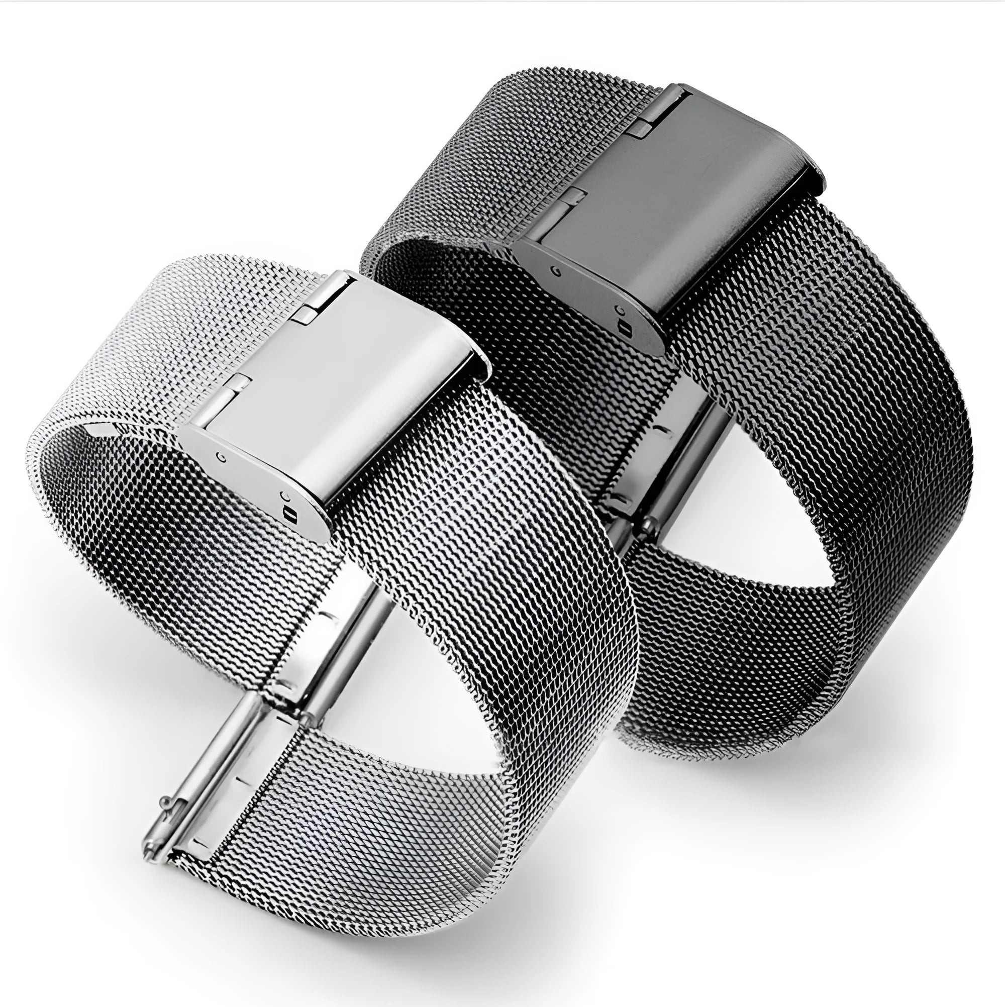 Milani stainless steel and silk woven watch band in silver, black, rose gold or gold colours
