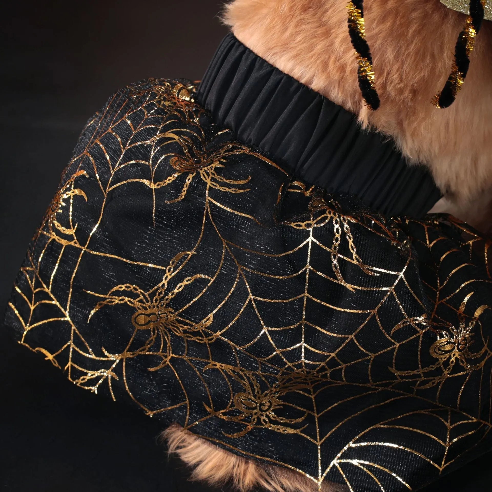 Black polyester dog Halloween suit costume available in sizes S M L XL for pet party wear