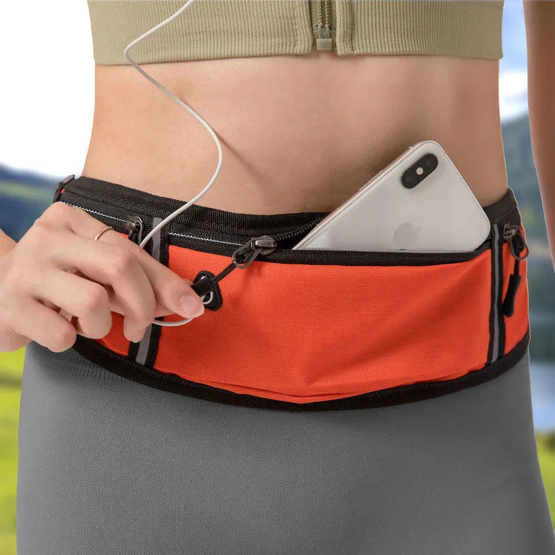 Sports waist bag with pocket, slim running belt in polyester, unisex design