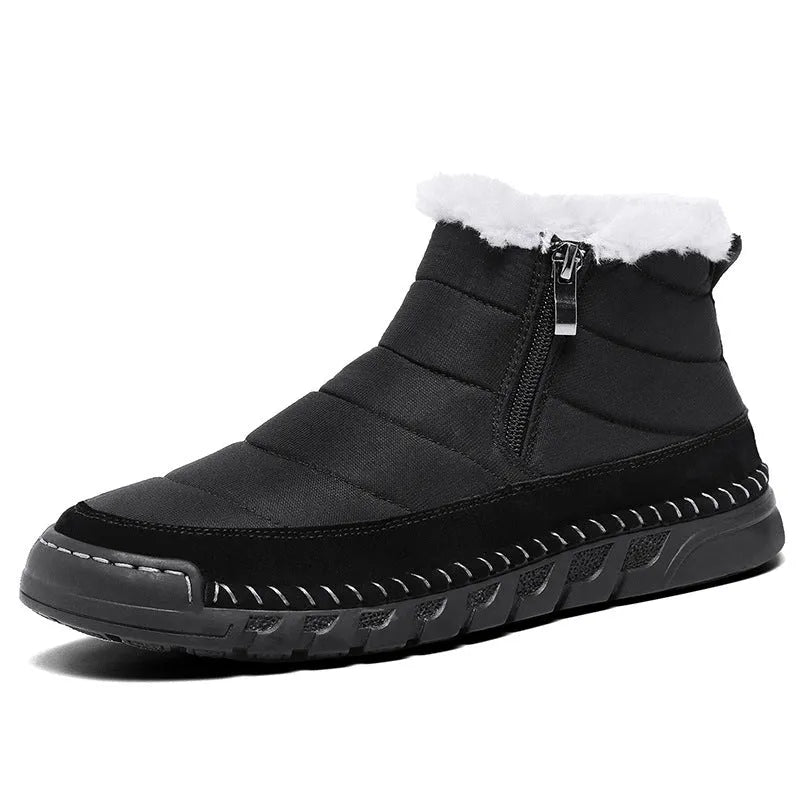 Men's plus size snow boots with round toe and cotton cloth upper in multiple colours