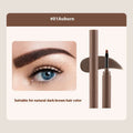 Double-headed eyebrow cream in five shades including reddish brown, brown, light brown, dark brown, and black