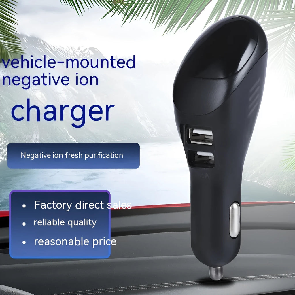 White car USB charger and negative ion air purifier with dual ports