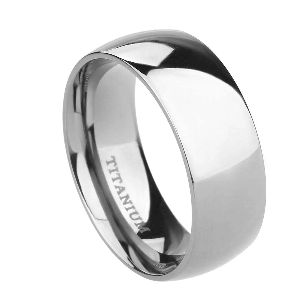 A simple matte silver titanium ring shown in three width options: 2mm, 4mm, and 6mm.