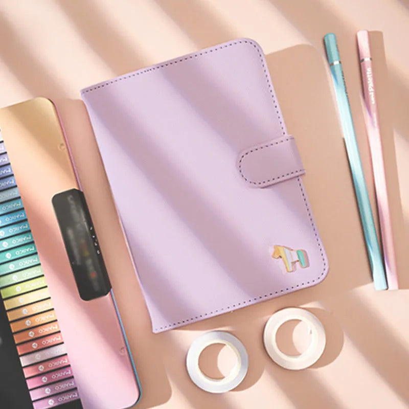 Leather schedule book with 396-day capacity and horseback binding in various colours