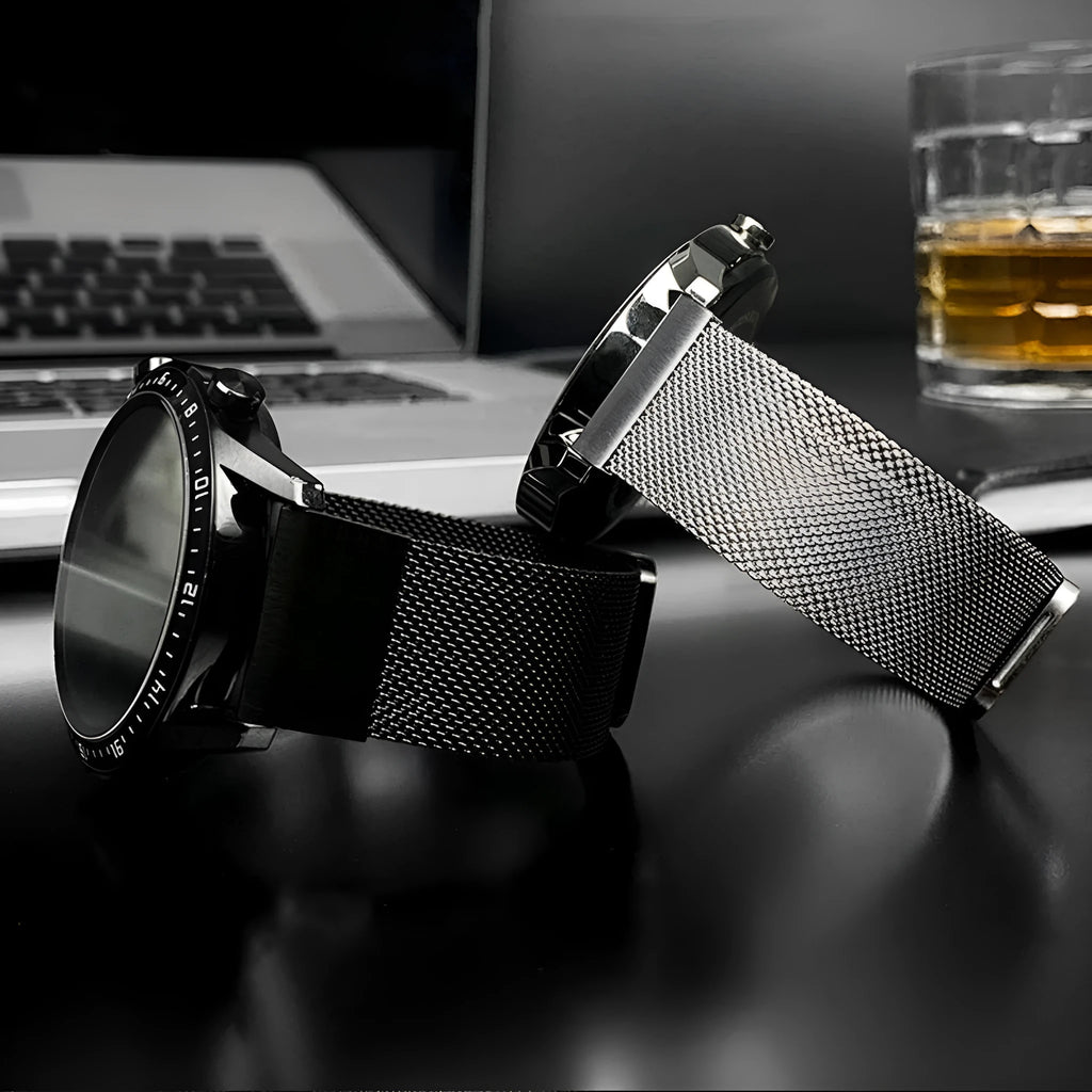 Garmin Fenix stainless steel card strap replacement band in silver colour showing watch attachment mechanism