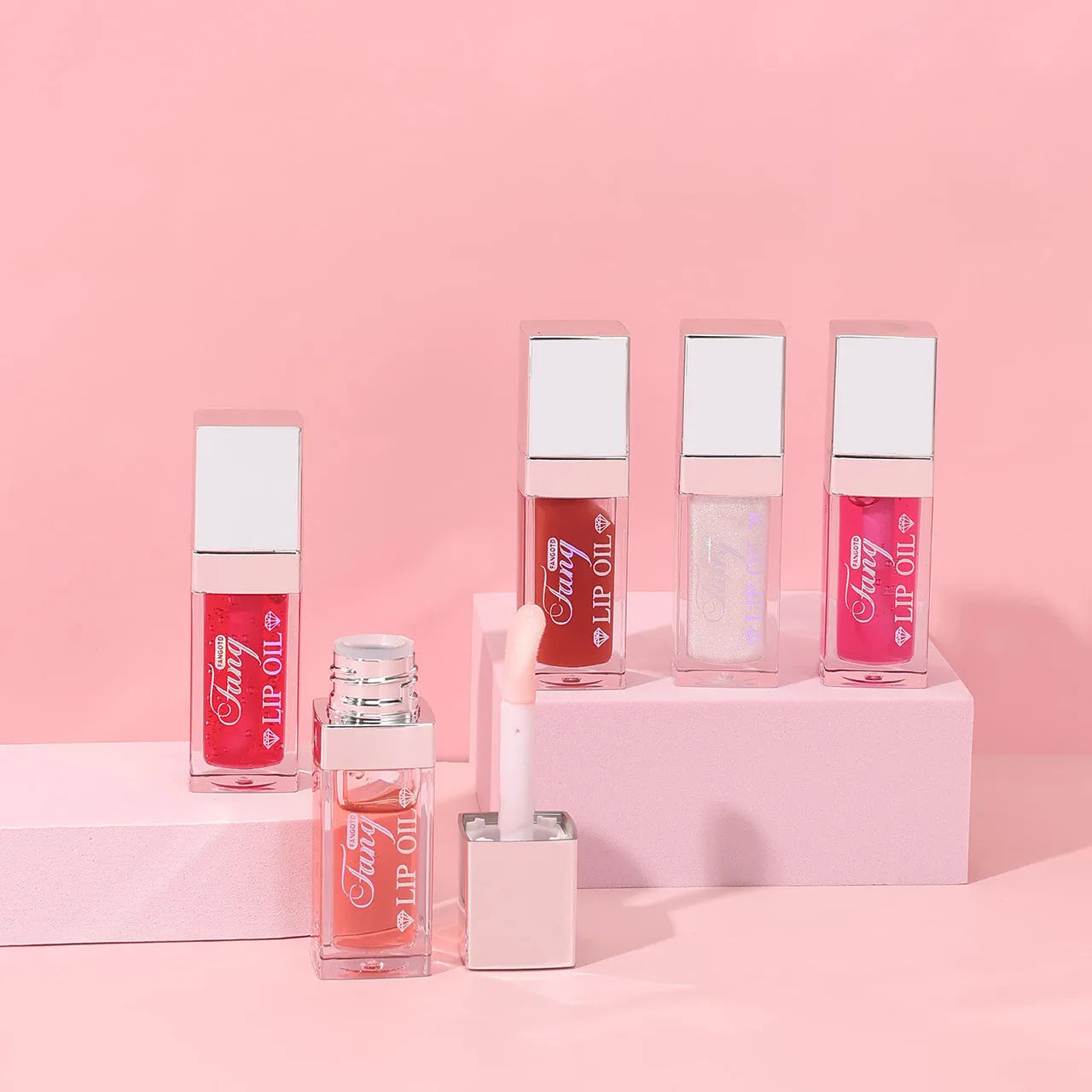 Bright Lip Gloss Mint Lipstick in five colour shades with included lip essence oil.