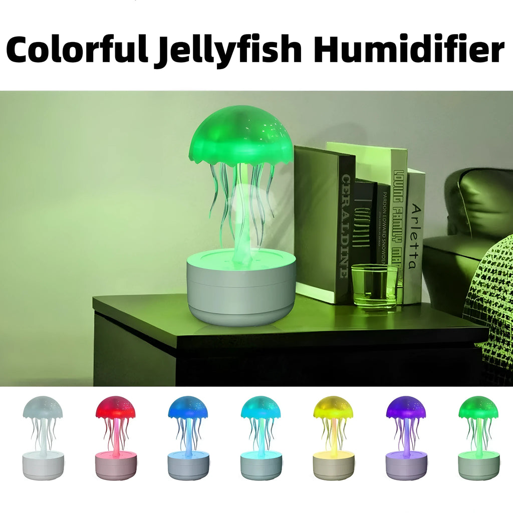 White jellyfish design humidifier diffuser with colourful night light and mist output