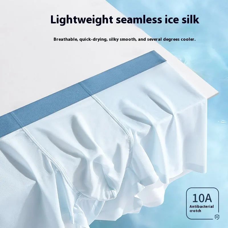 Men's ice silk graphene cooling antibacterial shorts in seamless mid-rise design