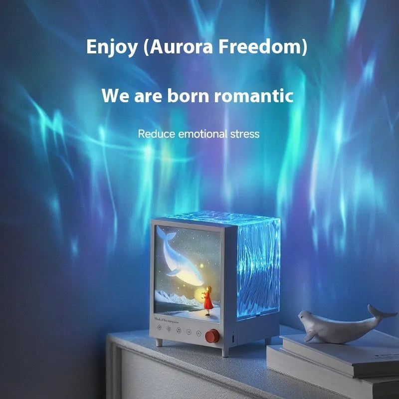 Aurora Treasure Box projection lamp projecting Star Sea Whale coloured light