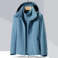 Men's fluorescent coloured two-piece waterproof mountaineering suit with polar fleece lining.
