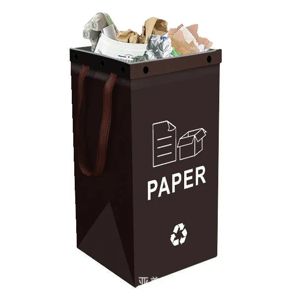 Blue foldable 40L handbag garbage bin for household waste classification and storage.