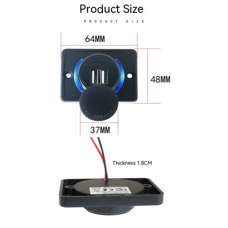 Black 12V dual USB car charger with 3.1A output for vehicle and RV use