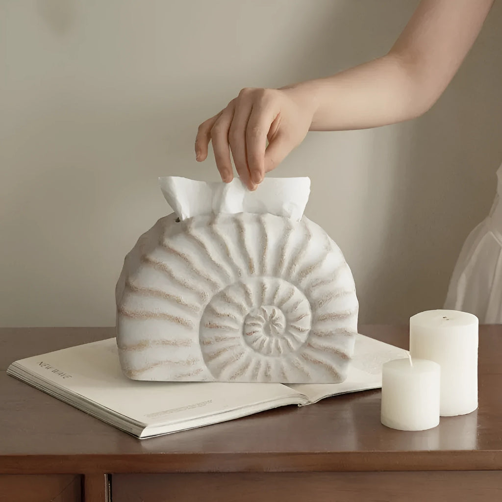 Creative Conch Ramble coloured resin decorative tissue box with modern simplicity design.