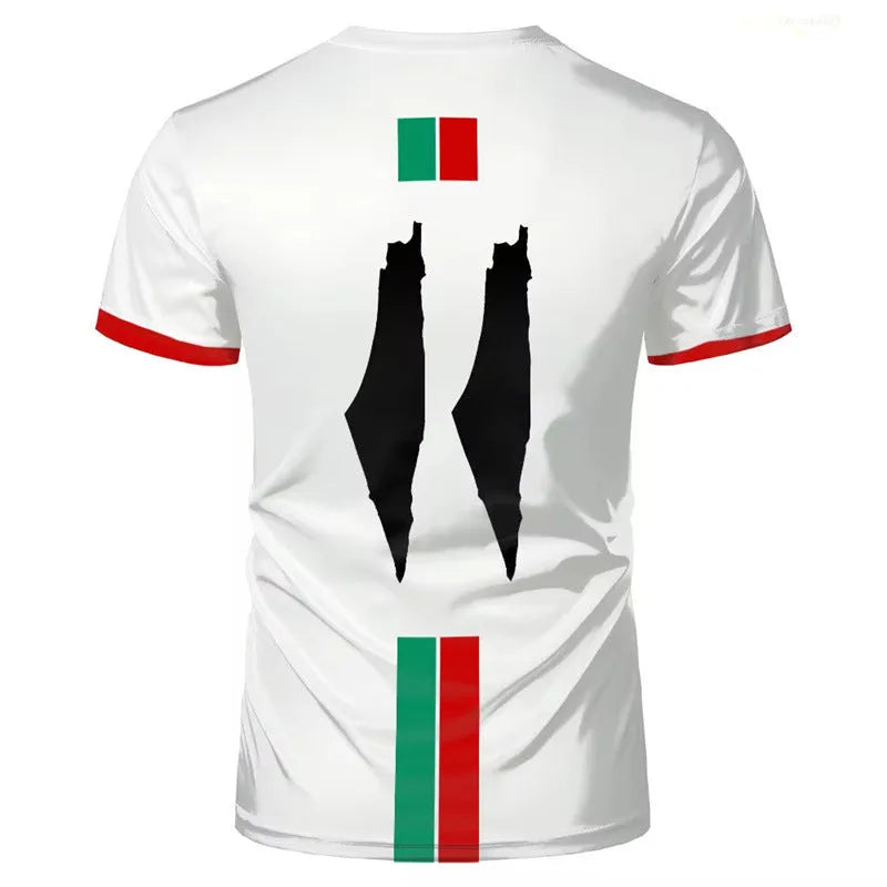 Dark style football t-shirt with 3D printed pattern, half sleeves, available in black or white