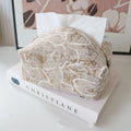 Chinese style floral tissue box with cotton fabric in beige, blue, or brown rose patterns