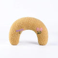 Blue U-shaped cloth pillow for cat neck support, shown in Moon style.