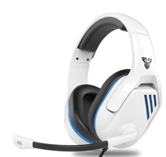 MH86 black and white esports headset with microphone, 50mm drivers, and 2-metre cable