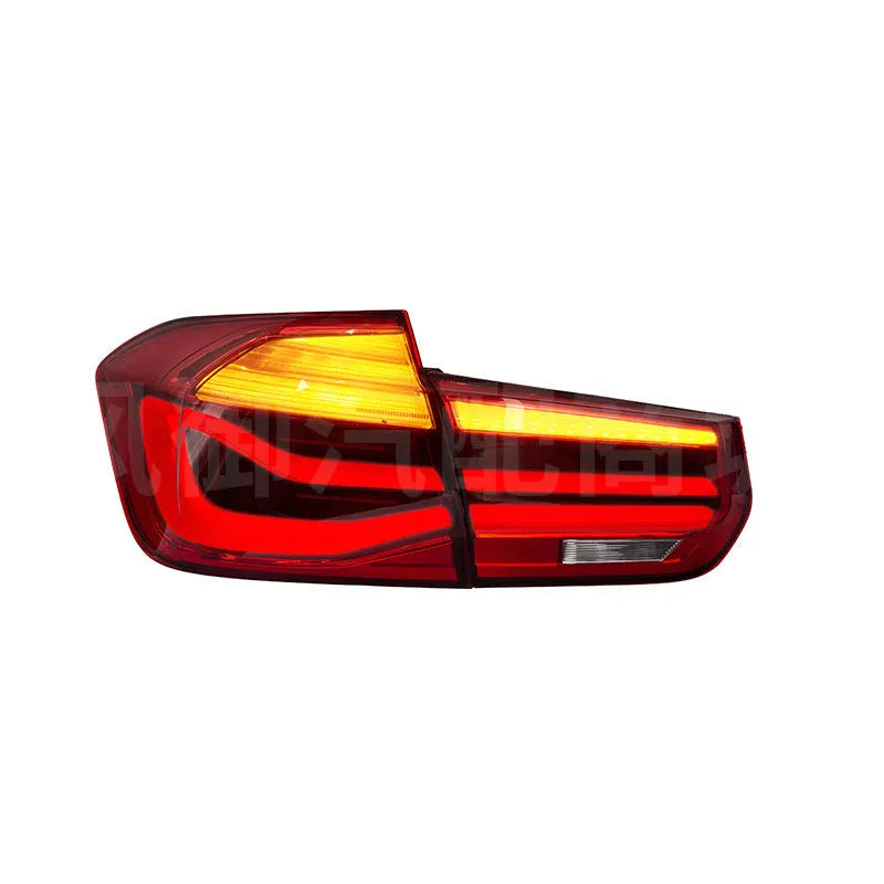 Modified LED tail light assembly for BMW 3 Series (2012-2015) in red or smoked black finish.