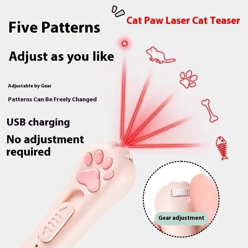 Funny cat charging toy pen light with self-stroke function in cream white, pink, or blue