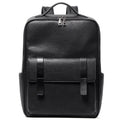 Black litchi grain men's genuine leather computer backpack with large capacity and business design