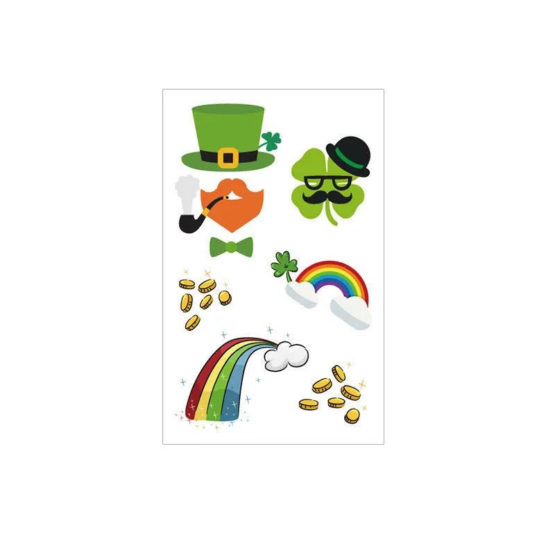 St Patrick's Day clover design temporary tattoo sticker on paper, size 120mm by 75mm.