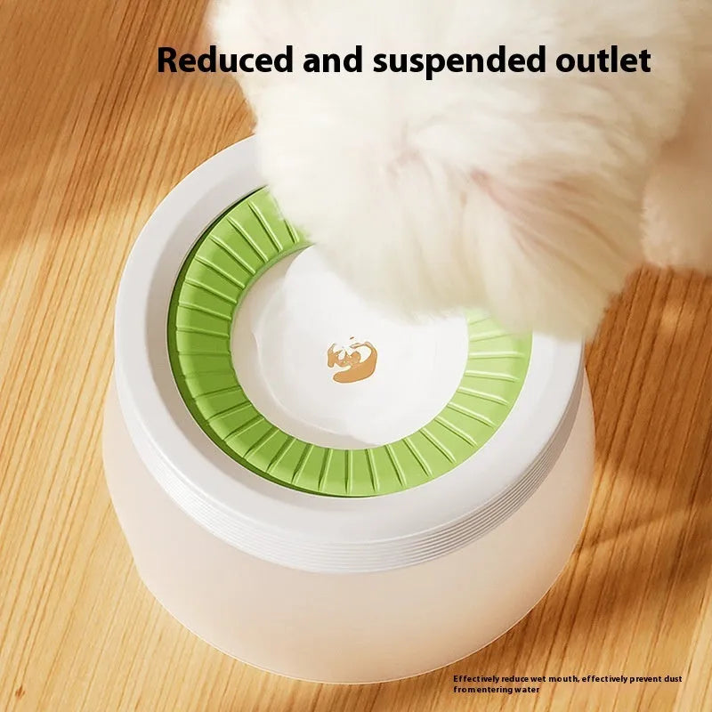 Green PP silicone suspended pet water bowl for dogs and cats on a white background