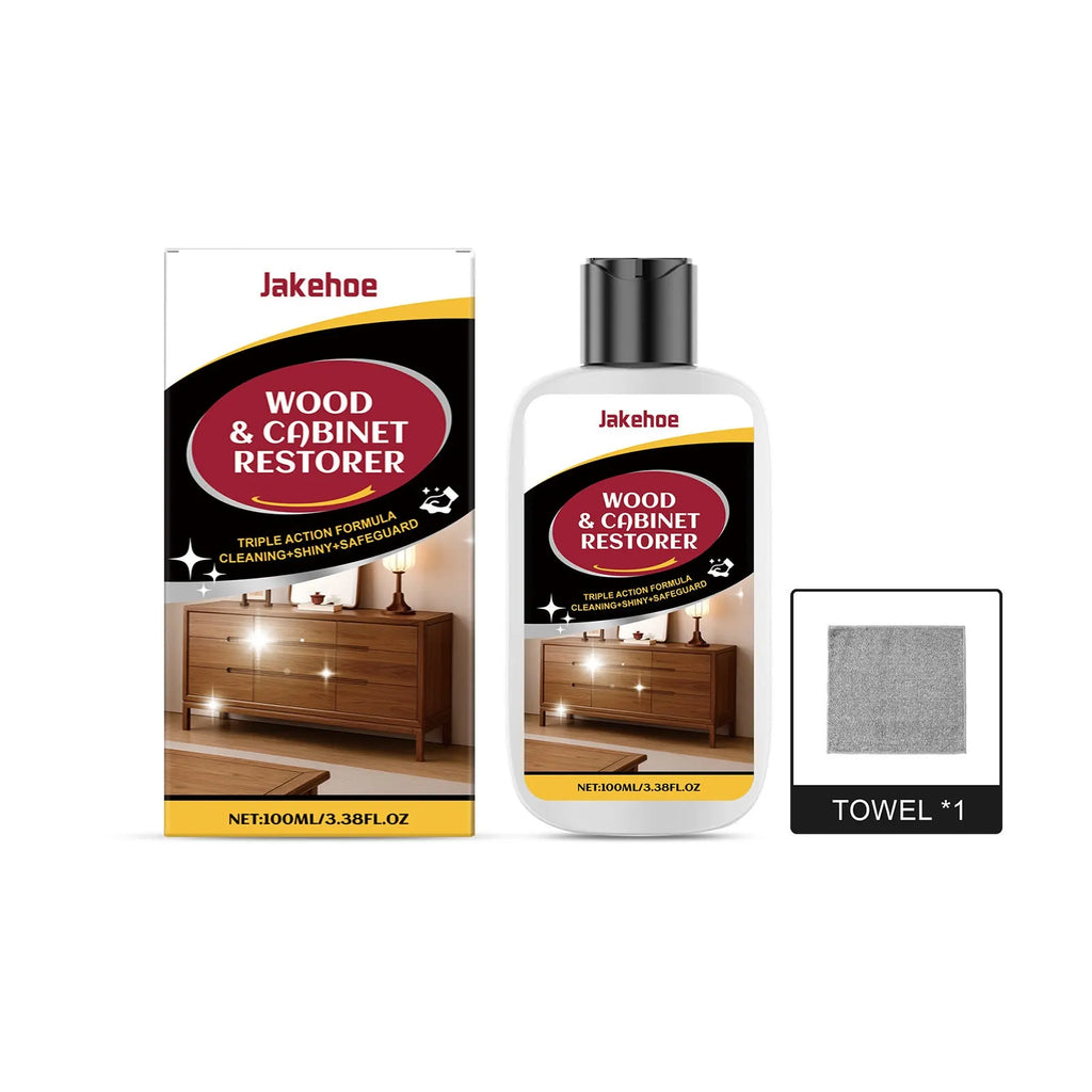 100ml wooden furniture scratch care bottle with 20x20cm microfibre towel for surface maintenance