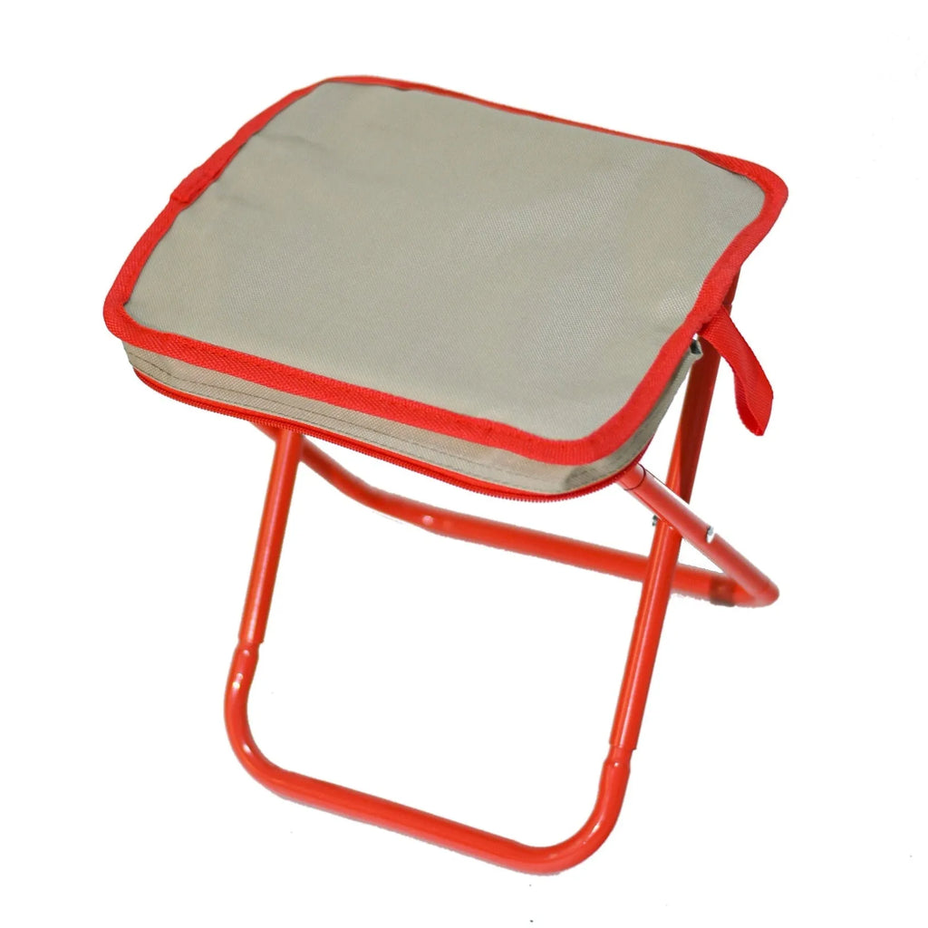 Foldable camp stool in pencil box design with Oxford cloth seat in multiple colour options