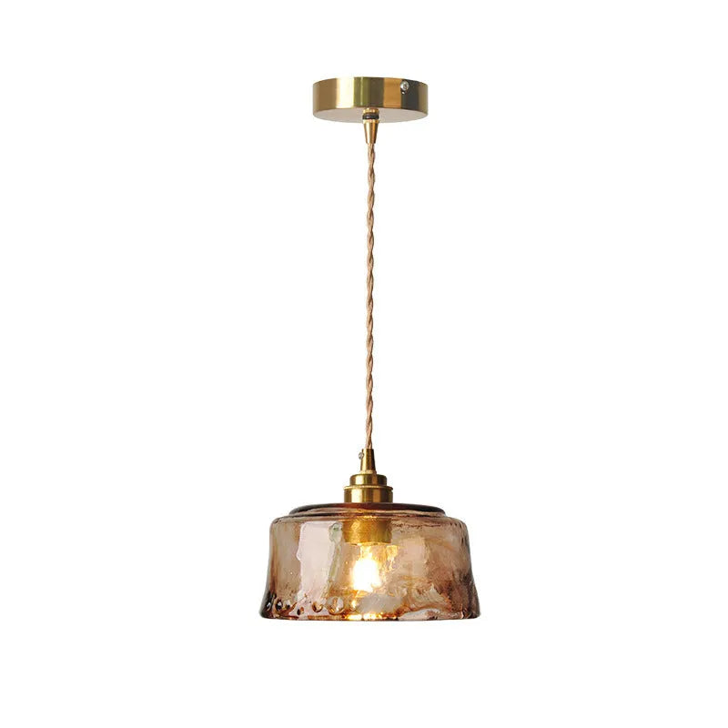 Nordic retro style brass and glass pendant chandelier light for restaurant ceilings.