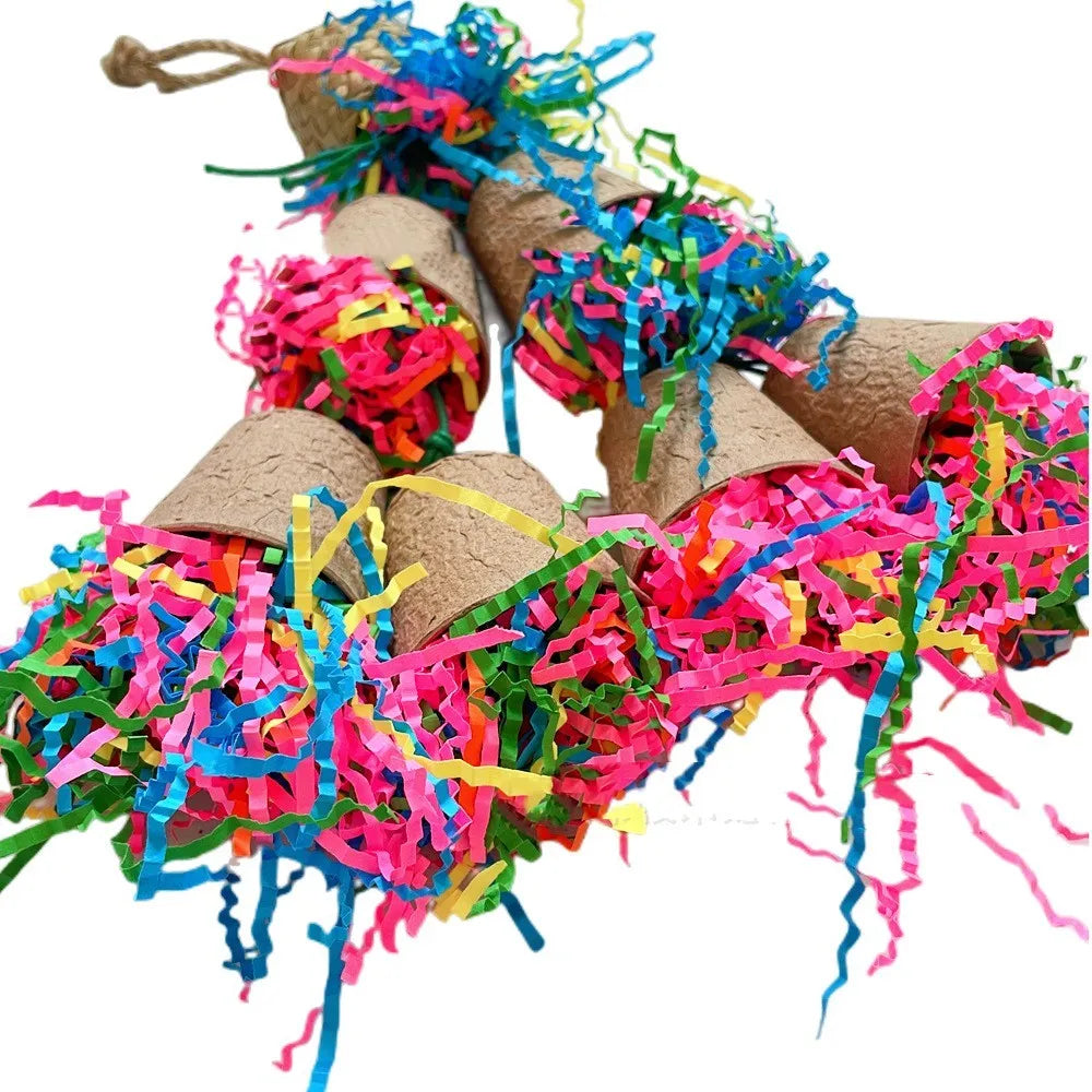 Natural palm weaving parrot gnawing toy hanging with 38cm length for bird chewing enrichment