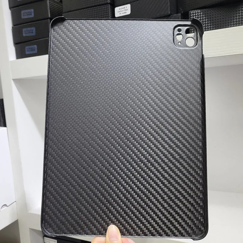 Carbon fibre flat protective hard case for Apple iPad Pro 11-inch tablet in forged finish