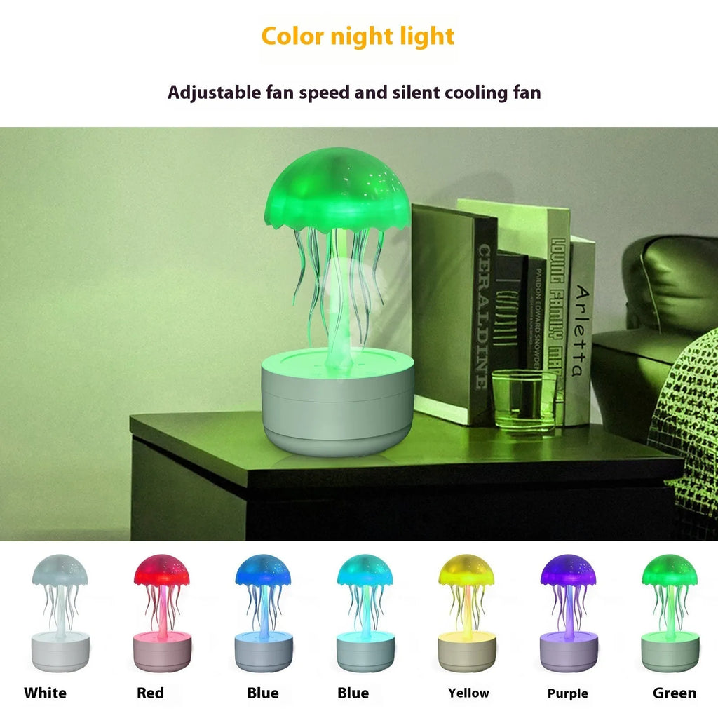 White jellyfish design humidifier diffuser with colourful night light and mist output