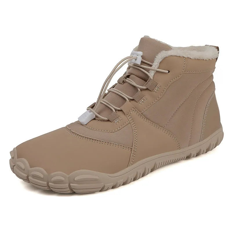 Outdoor snow boots waterproof non-slip insulated fleece-lined in black, khaki, and pink colours