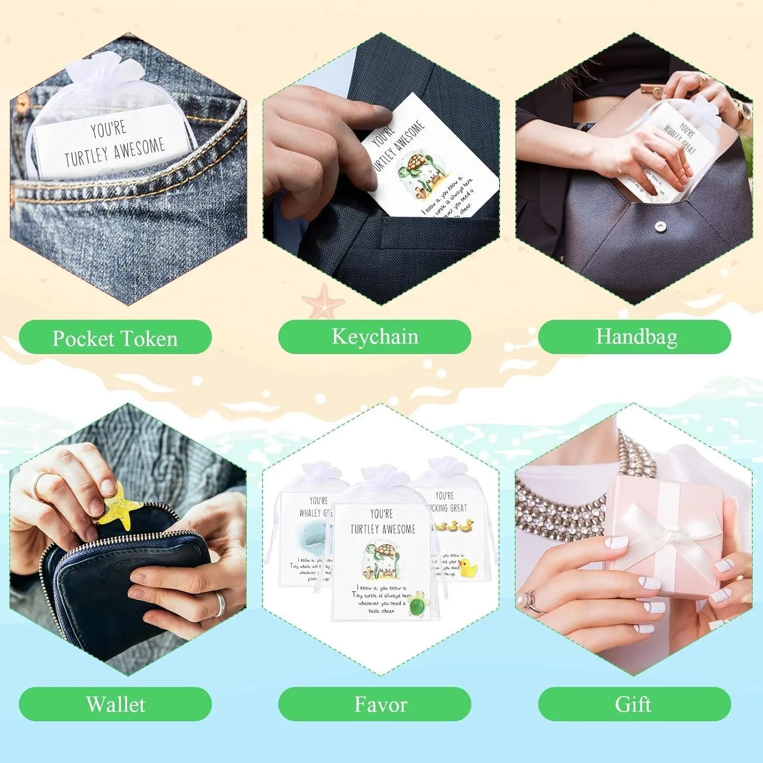 Set of resin memo cards with pun designs for office use and gift giving