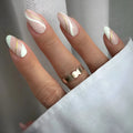 Golden lines plaid pattern wearable nail stickers with pre-applied jelly glue adhesive