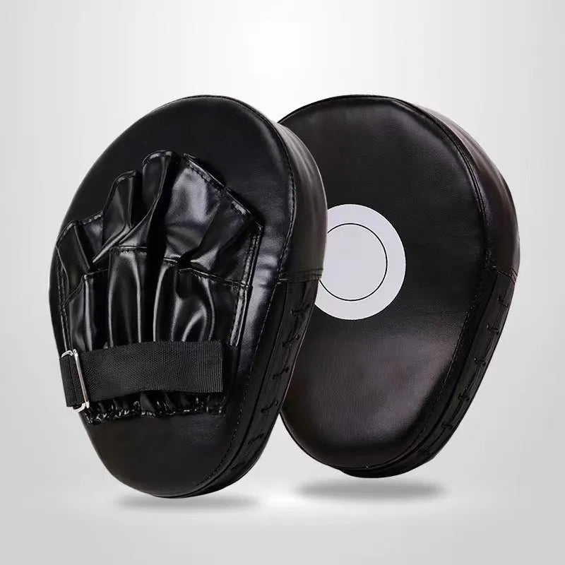 Boxing punch mitts hand target for Sanda and Muay Thai training in red, black, blue, and yellow colours.