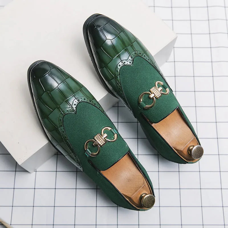 Men's pointed toe casual shoes in artificial PU leather with rubber sole, Korean style design