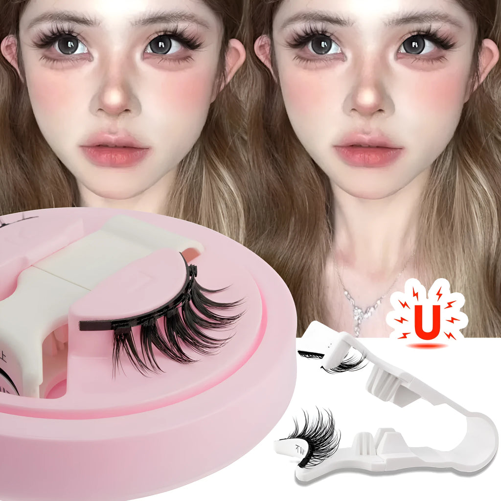 Reusable glue-free waterproof false eyelashes in natural thick style