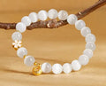 Sterling silver character fu bag bracelet with cold enamel peach blossom opal, flower shape, Gray Island Peach Blossom style, on white background
