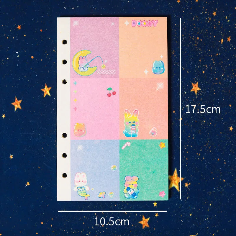 A6 size loose-leaf coil notebook with heart-themed bear design, showing coil binding and 6-hole edge.