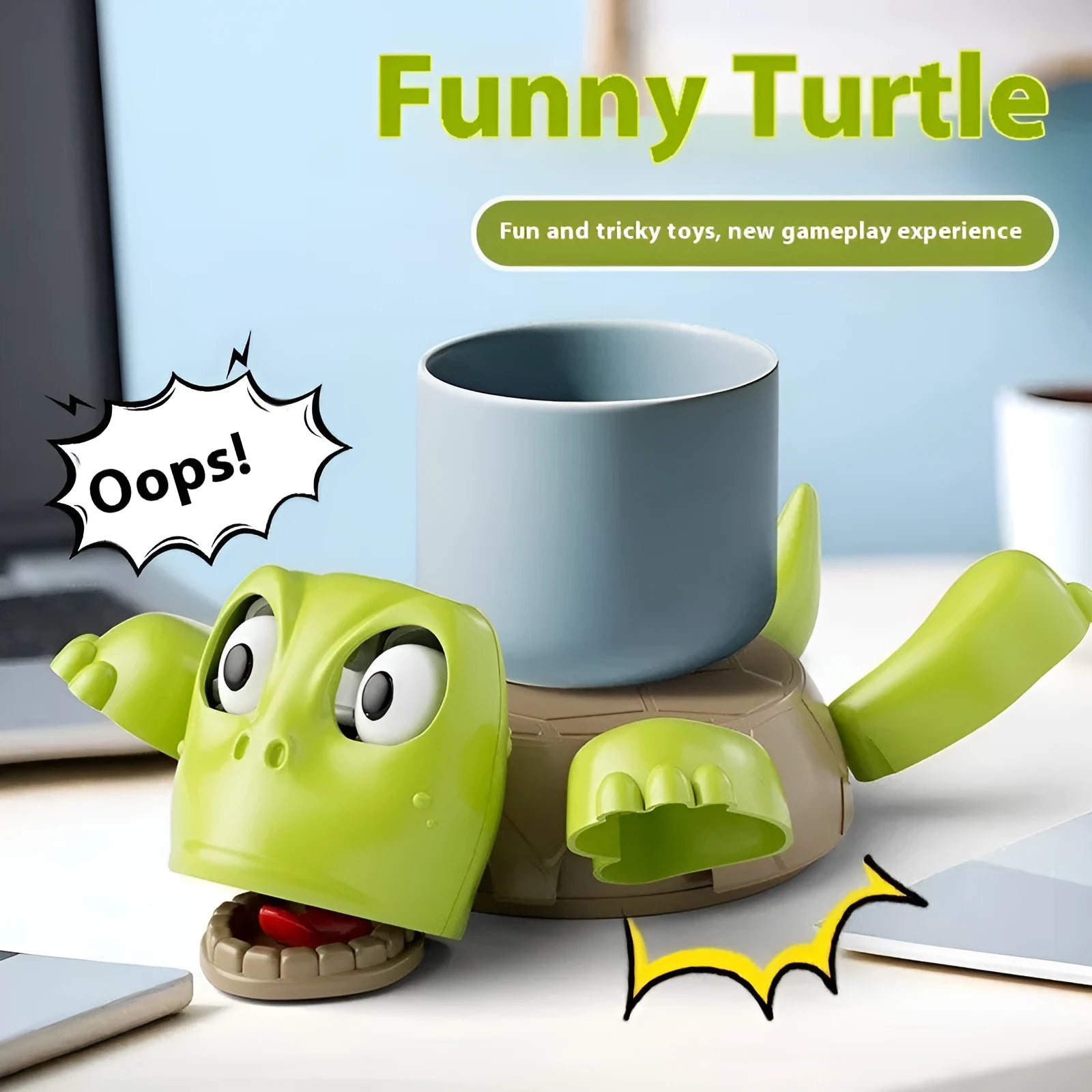 Turtle-shaped ABS plastic coaster for heat insulation in dark green, light green, wheat starch, and yellow colours.