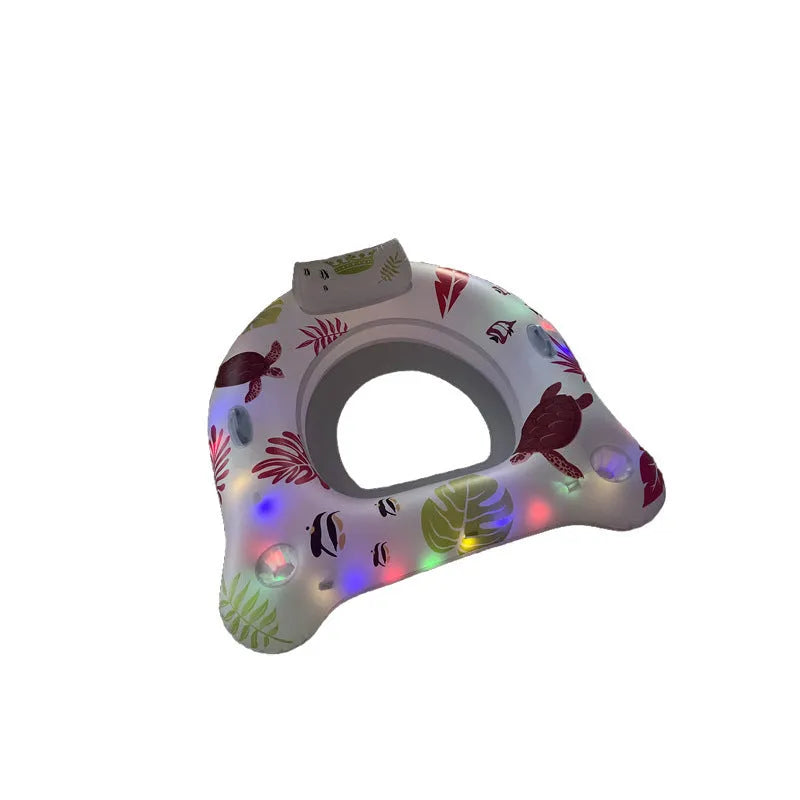 White U-shaped inflatable float with luminous design for pool lounging