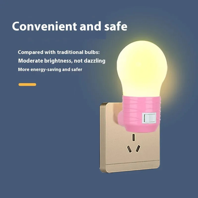 Plug-in bedside baby feeding lamp in round modern design with colour shell options