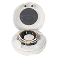Gold and silver smart rings with diamond inlay for blood oxygen monitoring on a finger.