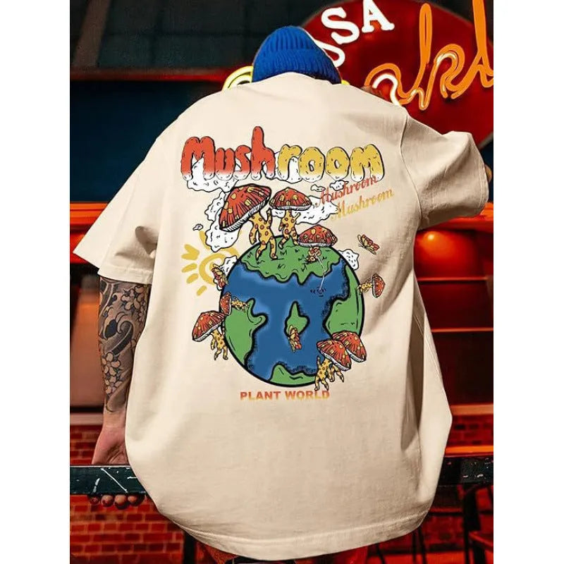 Men's printed short-sleeved sports T-shirt with digital pattern on polyester flat mop cloth