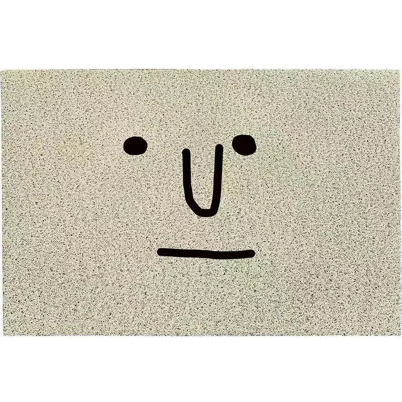 Square PVC floor mat with cartoon Mr Big Nose facial expression geometric pattern for household use