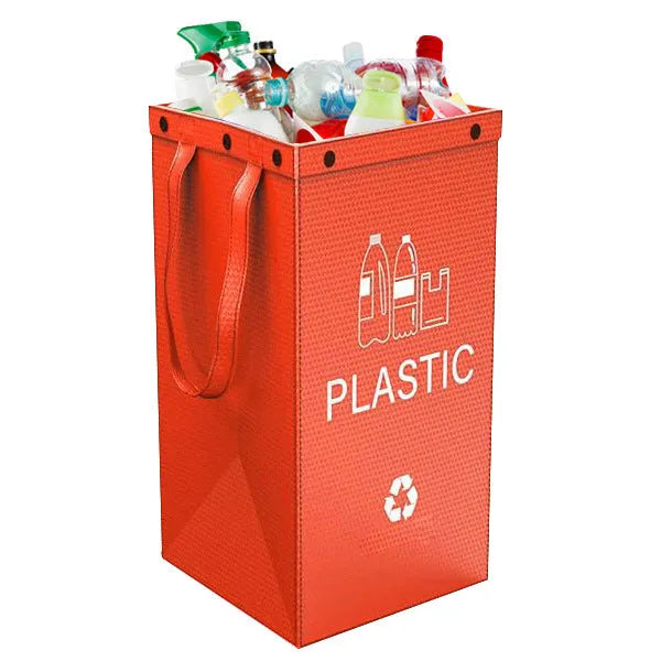 Blue foldable 40L handbag garbage bin for household waste classification and storage.